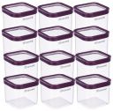 Floraware Food Safe Plastic Multiuse Square Fit-Lock Airtight Storage Jar, Grocery Container, BPA free, 750 ML (Purple, 1)...