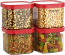 Floraware Food Safe Plastic Multiuse Square Fit-Lock Airtight Storage Jar, Containers ...