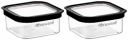 Floraware Food Safe Plastic Multiuse Square Fit-Lock Airtight Storage Jar, Grocery Container, 450 ml, set 2 BPA free, Black...