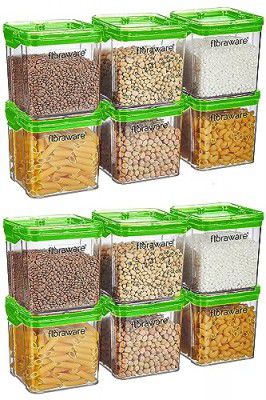 Floraware Food Safe Plastic Multiuse Square Lock & Lock Airtight Container,Multipurpose Jar, Grocery Container, BPA Free, 700 ML (Green, 1)