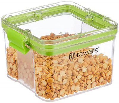 Floraware Food Safe Plastic Multiuse Square Lock & Lock Airtight Container,Multipurpose Jar, Grocery Container, BPA Free, 400 ML (Green, 1)