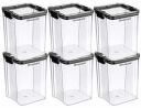 Floraware Food Safe Plastic Multiuse Square Lock & Lock Airtight Container,Multipurpose Jar, Grocery Container, BPA Free, 1200 ML (Black, 2)...