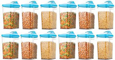 Floraware Food Safe Plastic Storage Containers with Sliding Mouth, 750ML, BPA Free (Blue, 3)
