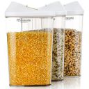 Floraware Food Safe Plastic Storage Containers with Sliding Mouth, 1100ML, BPA Free (White, 3)...