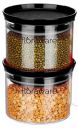 Floraware Plastic Air Tight BPA Free Stackable Round Push Multipurpose Containers Pack of 2 (Black)...
