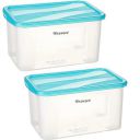 Floraware Plastic Food Safe Multiuse Storage Container, Fridge Storage Container, 2000ML (Blue, 2)...