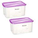 Floraware Plastic Food Safe Multiuse Storage Container, Fridge Storage Container with Lid, BPA Free, 2000ML (Purple, 2)...
