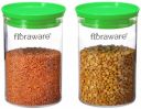 Floraware Plastic Storage Jar and Container Set I Air Tight & BPA Free Containers for Kitchen Storage Set I Grocery Kitchen Container Set I Multipurpose Jar, 900 ML Each (Green, 2)...
