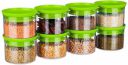 Floraware Plastic Storage Jar and Container Set I Air Tight & BPA Free Containers for Kitchen Storage Set I Grocery Kitchen Container Set I Multipurpose Jar, 600 ML Each (Green, 2)...