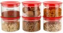 Floraware Plastic Storage Jar and Container Set I Air Tight & BPA Free Containers for Kitchen Storage Set, 600 Ml Each, Set 6, Red...