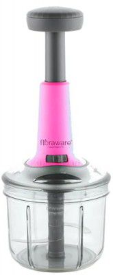 Floraware Round Food Chopper Steel Large Manual Hand-Press Vegetable Chopper Mixer Cutter (Pink, 900ML)