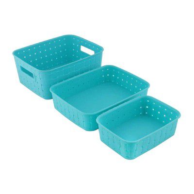 Floraware Smart Baskets for Storage, Set of 3, Sky Blue