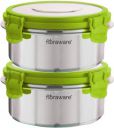 Floraware Stainless Steel Insulated Airtight Leak-Proof Lunch Box Unbreakable Lid, 500 ML (Green, 2)...