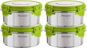 Floraware Stainless Steel Insulated Airtight Leak-Proof Lunch Box Unbreakable Lid, Snacks Tiffin for Kids, Light Weight, Easy Clean for Office, School, Picnic & Travelling, Set 4, 500 ml Green...