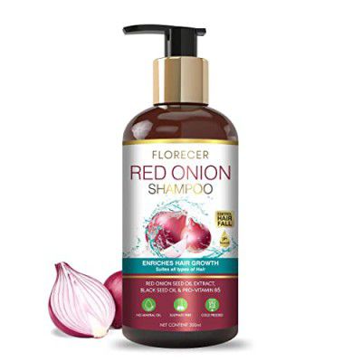 Florecer Onion Shampoo for Hair Growth and Hair Fall Control For Men And Women,For All Type Of Hairs - With Red Onion Seed Oil Extract, Black Seed Oil & Pro-Vitamin B5-300 ml