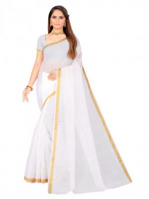 Florence Women's Art Silk Solid Saree With Blouse