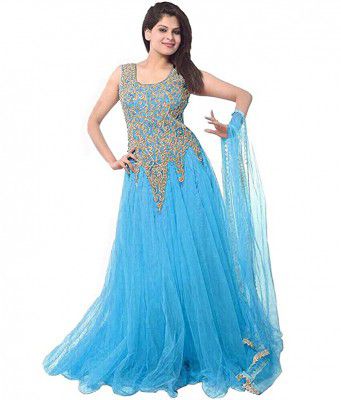 Florence Womens net Gown (GC003-New_Sky Blue_One Size)