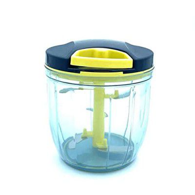 FLOSSYMART 1000 ml Easy to use Quick Handy Fruits and Vegetable Push Chopper for Kitchen, 5 Sharp Stainless Steel Blades (1000 ML, Yellow)