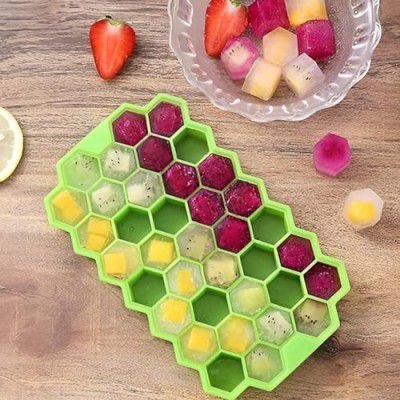 FLOSSYMART ice Tray for Freezer, Honeycomb 37 Cavity Ice Cube Tray, Small Silicone Moulds ice Cube Trays for Freezer,ice Tray,Chocolate Cake Maker, Ice Trays for Chilled Drinks, Reusable(Multicolor)