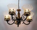 FLOSTON 5 Glass Lamp Colonial Antique Design Chandelier 40W (Black and White) for Home and Decoration...