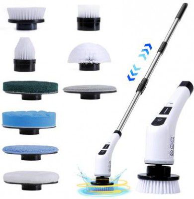 FLUDDER 9 in 1 Electric Spin Scrubber,Cleaning Brush Scrubber for Home,Replaceable Heads Sponge Wet and Dry Brush