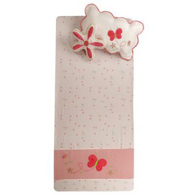 Fly Frog Kids Queen Size Cotton Bedsheet with Pillow & Cushion Cover Set (Pink)