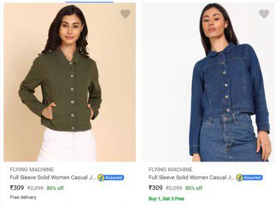 Flying Machine Womens Jackets Buy 1 get 3 Free