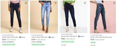 Upto 82% OFF ON Flying Machine Women's Jeans | Starts at Rs 323