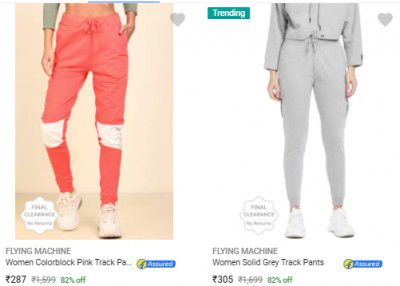 Flying Machine Womens Track Pants Upto 80% Off