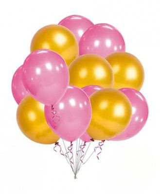 Flyloons Golden Pink Balloons Pack of 50 for birthday decoration items also suitable for Anniversary, Wedding, Celebration, Party