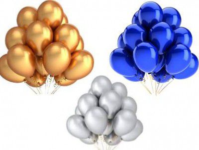 Flyloons Solid Metallic Gold Silver Blue Balloons (Pack of 30) Balloon  (Gold, Silver, Blue, Pack of 30)