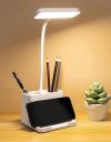 FLYNGO Plastic 3 Color Mode Led Study Table Desk Lamp For Students With Pen & Phone Holder, Rechargeable Touch On/Off Studying...
