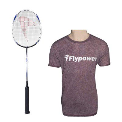 FLYPOWER BADMINTON RACKET AGNI 2 WITH T-SHIRT U.K RANJINI WINE SIZE XL