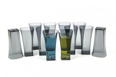 FLYUP Premium Drinking Glasses Set – Pcs Transparent Glassware | Stylish Tapered Glass Tumblers for Water, Juice & Cocktails | Modern Everyday Drinkware for Home & Commercial Use (Black, Pack of 12)