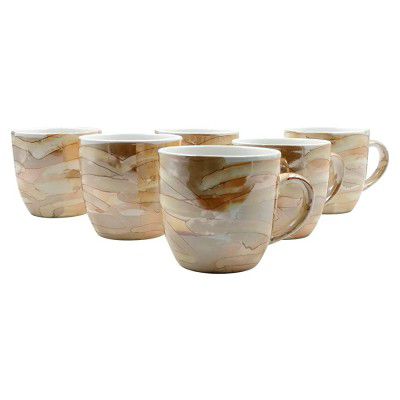 FnP CL FnP Ceramic Golden Brown Gloss Finish Tea and Coffee Cups (Set of 6) 150 ml