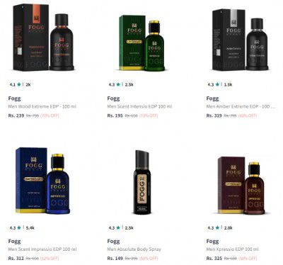 Myntra : Flat 70% Off on Fogg Perfumes | Starts at Rs 195
