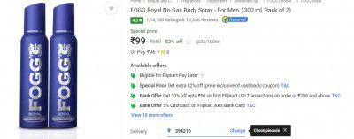 FOGG Royal No Gas Body Spray - For Men  (300 ml, Pack of 2)