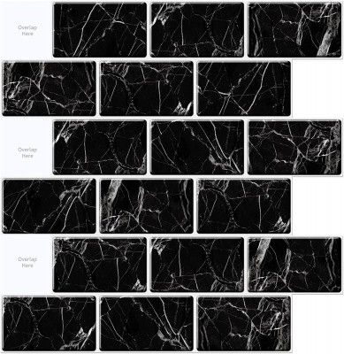 FOKRIM Black Kitchen Wall Tile Sheet Peel and Stick Tile for Kitchen Wallpaper Back Splash, 12 x 12 inches Black Subway Tile with Black Grout (10) (10)
