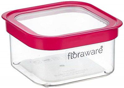 Floraware Food Safe Plastic Multiuse Square Fit-Lock Airtight Storage Jar,450 ml