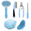 Foodie Puppies 5-in-1 Grooming Combo of (Oval Slicker Brush, Flea Comb, Silicone Bath Brush, Soothing Glove, Nail Clipper & Filer) for Dogs & Cats I Self-Cleaning Tools for Grooming (Color May Vary)...