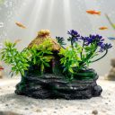 Foodie Puppies Aquarium Artificial Plants with Resin Base - (Small Hut Plant) ...