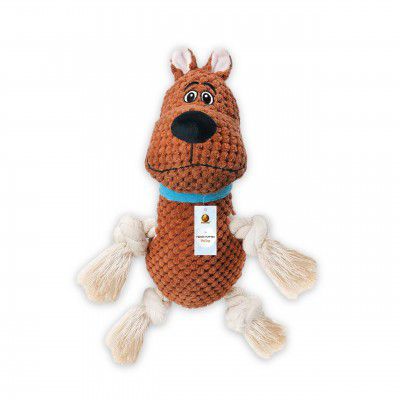 Foodie Puppies Dog Squeaky Plush Rope Toy - (Brown Scooby Plush Toy) 
