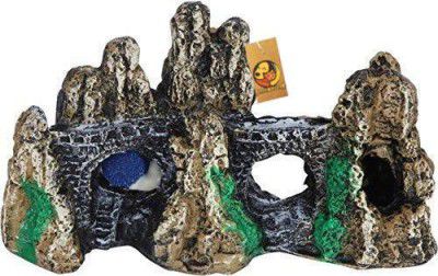 Foodie Puppies Natural Looking Environment Underwater Underwater Bridge Aquarium Decoration Ornaments/Toy for Fish Tank Color May Vary (Brown Hills, 6cm x 6cm x 10cm)