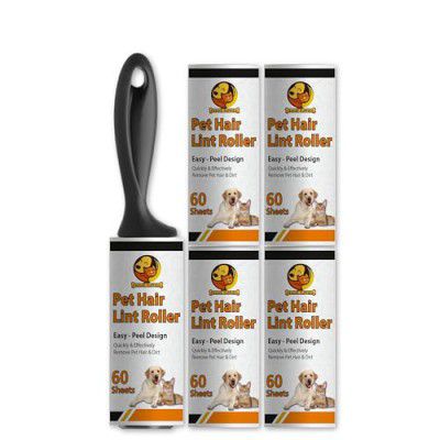 Foodie Puppies Pet Hair Remover Lint Roller with Handle and 4 Refills (300 Sheets), Hair Remover for Dogs and Cats,