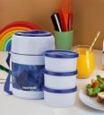 Foody Plus Blue Plastic Thermoware Lunch Box (Set Of 3 Containers)...
