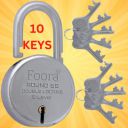 Foora Lock and Keys Door Lock for Home Round 65mm Padlock 10 Keys Double Locking 8 Lever gate, Shop Shutter Good for Rental Apartment(10 Keys Round 65mm)...