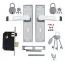 Foora Luxury Mortise Lock Set - 6 Lever Mechanism, High-Security, SS Matt Finish, Brass Latchbolt with Reversible Latch, Steel Handle, Suitable for Left & Right-Handed Doors, Includes 3 Keys (2401)...