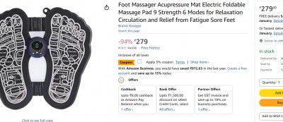 Foot Massager Acupressure Mat Electric Foldable Massage Pad 9 Strength 6 Modes 