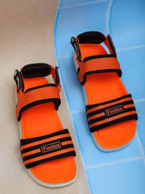 Footox Men Orange Black Sandal