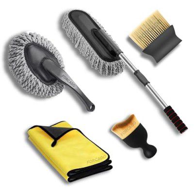 Forcado 5 PCS Microfiber Car Duster Kit|Interior & Exterior Car Cleaning Detailing Tool